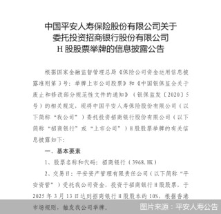梅开二度！平安人寿再次举牌招商银行H股