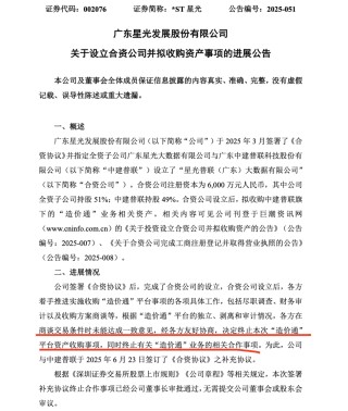 002076，跨界收购终止