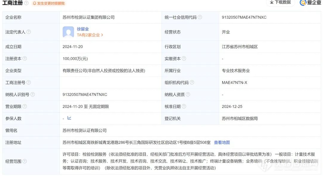 苏州市检测认证集团有限公司成立！整合纤检院、质检院及计量院，注册资本10亿  第3张