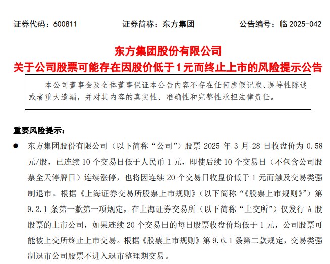 4480yy在线A片无码 31年老牌上市公司*ST东方锁定退市！此前连续十一个跌停  第1张