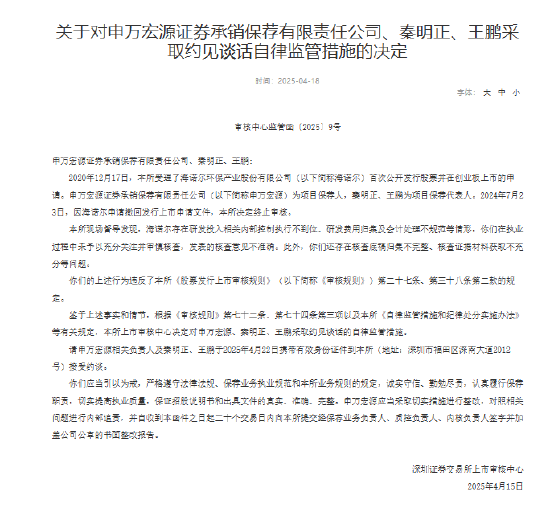 4480yy在线A片无码 海诺尔IPO项目保荐履职不到位 申万宏源及两名保代被处分  第2张