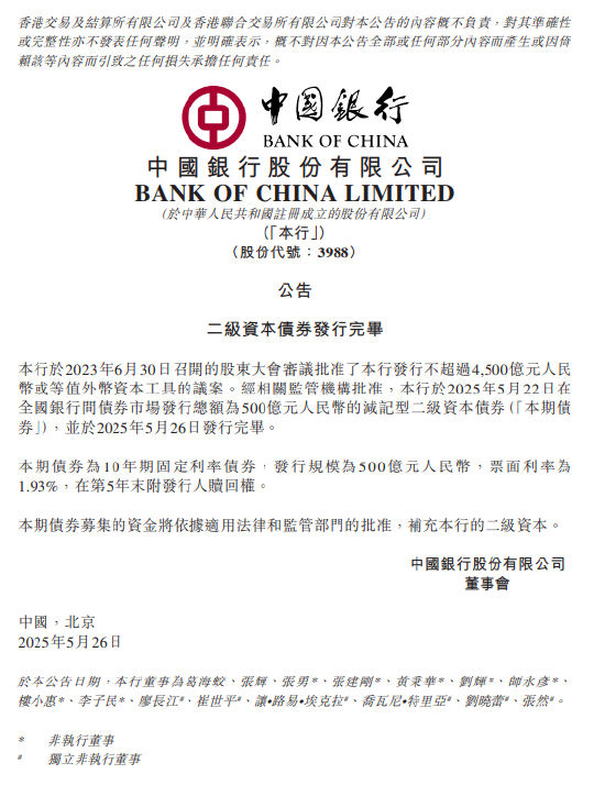 4480午夜理论免费无码 中国银行：完成发行二级资本债券  第1张