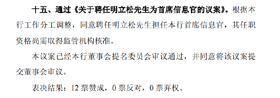 4500网约外围模特女神 北京银行：同意聘任明立松为首席信息官  第1张