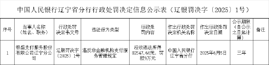4480yy在线A片无码 银盛支付辽宁分公司被罚9万元：违反非金融机构支付服务管理规定  第1张