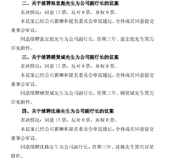 4480yy在线A片无码 沪农商行：董事会同意续聘张宏彪、顾贤斌、沈栋为副行长  第1张